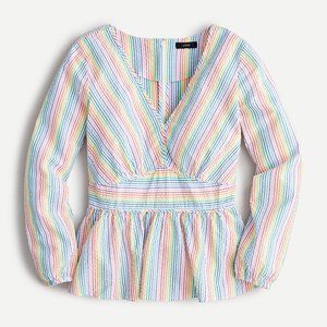 J.Crew Size 6 V-neck peplum top in rainbow seersucker